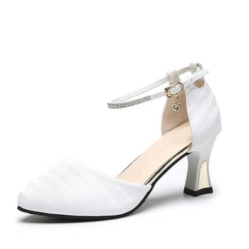 Cresfimix Zapato Tacon Дамски сладки бели обувки с каишка с каишка на висок ток за парти Дамски розови златни сватбени обувки на ток H5955