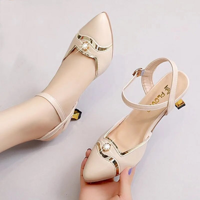 Cresfimix Zapato Tacon Γυναικεία Χαριτωμένα ψηλοτάκουνα παπούτσια με λουράκι με πόρπη για γυναικεία πάρτι Ροζ χρυσές αντλίες γάμου H5955