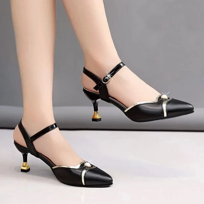 Cresfimix Zapato Tacon Γυναικεία Χαριτωμένα ψηλοτάκουνα παπούτσια με λουράκι με πόρπη για γυναικεία πάρτι Ροζ χρυσές αντλίες γάμου H5955