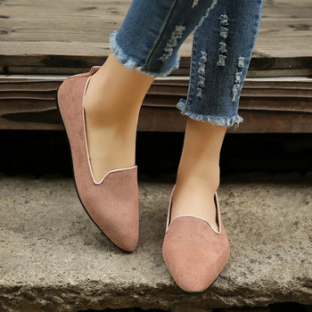2023 Модни дамски обувки Заострени дамски равни обувки Ежедневни универсални мързеливи дамски равни обувки Едноцветни леки плоски обувки с нисък ток