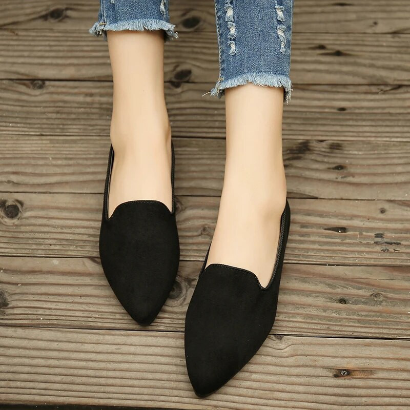 2023 m. madingi moteriški batai smailūs moteriški aukštakulniai laisvalaikio universalūs, tingūs moteriški plokščiapadžiai batai.