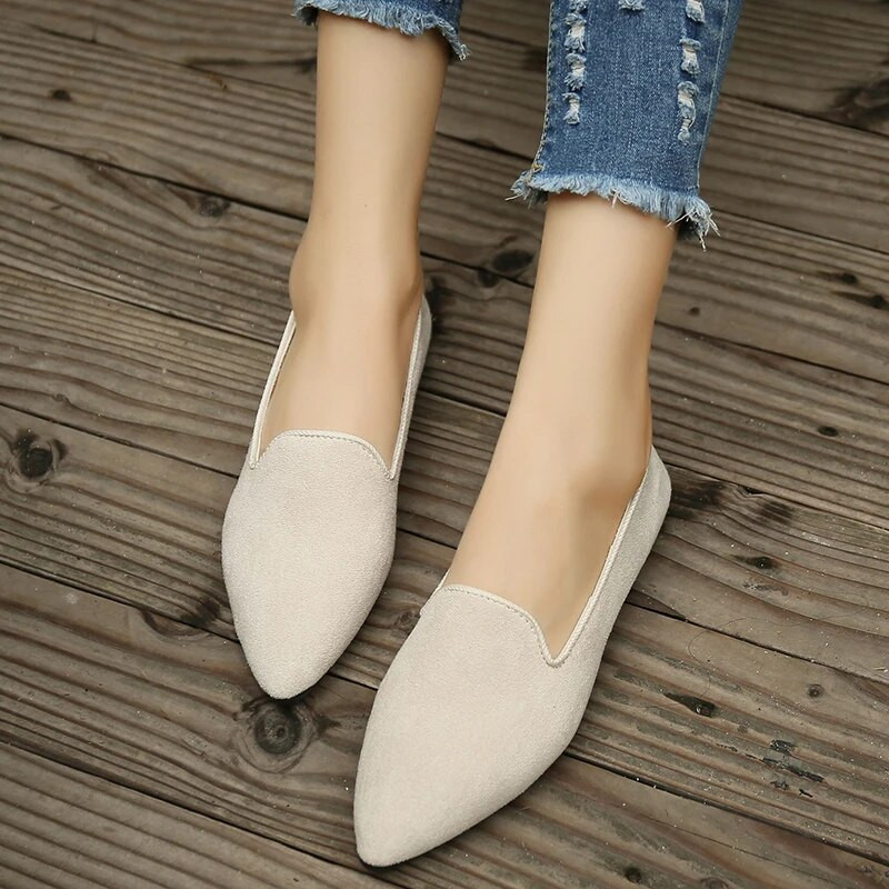 2023 m. madingi moteriški batai smailūs moteriški aukštakulniai laisvalaikio universalūs, tingūs moteriški plokščiapadžiai batai.