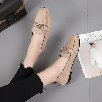 Пролетни модни равни обувки Дамски качествени метални обувки без обувки Дамски равни обувки Мокасини Голям размер 35-41 Sapato Feminino 2021