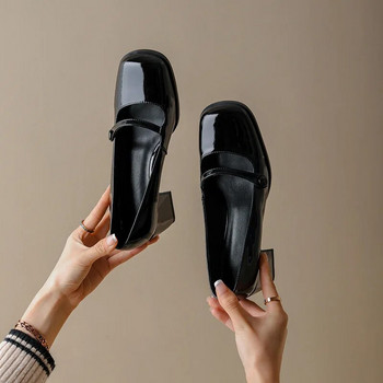 Дамски обувки 2022 Нова мода Ретро Квадратни пръсти Издълбани Ежедневни обувки Mary Jane Дамски водоустойчиви обувки на платформа Zapatillas Mujer