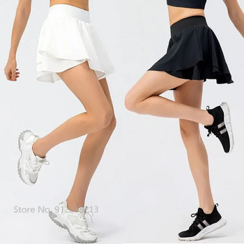 Дамски бързосъхнещи шорти за тенис Дамска пола за йога тренировка с висока талия Момичета Дишаща фитнес шорта за бягане с вътрешни шорти