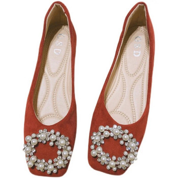 Γυναικεία φλατ Διαμάντια Πέρλες Κρυστάλλινα Γυναικεία Flat Παπούτσια Μαλακή σόλα μονόχρωμη Νυφικά Παπούτσια Τετράγωνη κεφαλή Άνετα μοκασίνια Loafer