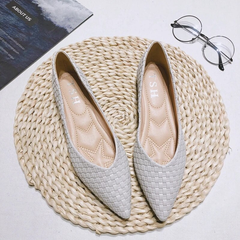 Sieviešu plakanie apavi Melni baleta plakaiņi sievietēm Zapatos Planos De Mujer smails purngals vienkrāsains Liels izmērs 44 45 46 Zaļie kurpes