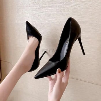 Нови черни меки кожени професионални обувки с високи токчета, универсални женски обувки на стюардеса, работни обувки