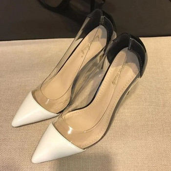 2021 New Women Pumps PVC Διαφανή ψηλοτάκουνα παπούτσια Leopard Grain Party Παπούτσια Lady Thin Heels Μέγεθος 40