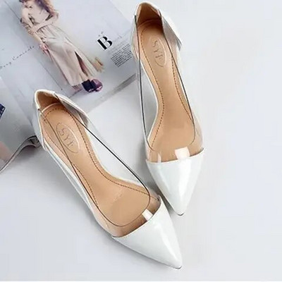 2021 New Women Pumps PVC Διαφανή ψηλοτάκουνα παπούτσια Leopard Grain Party Παπούτσια Lady Thin Heels Μέγεθος 40