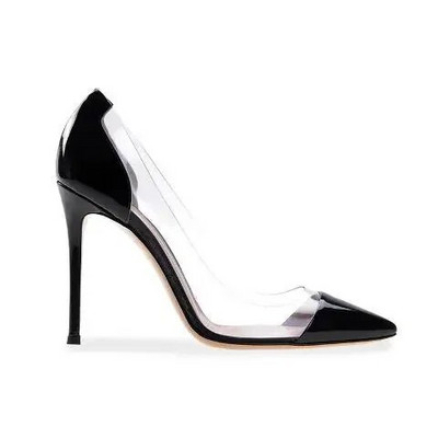 2021 New Women Pumps PVC Διαφανή ψηλοτάκουνα παπούτσια Leopard Grain Party Παπούτσια Lady Thin Heels Μέγεθος 40