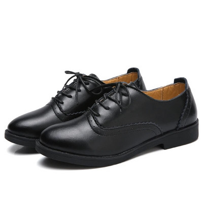 ΕΟΦΚ Γυναικεία παπούτσια Brogue Woman Flats Φθινοπωρινή Άνοιξη Γυναικεία Oxfords Full Black Flat Office Derby Γυναικεία παπούτσια