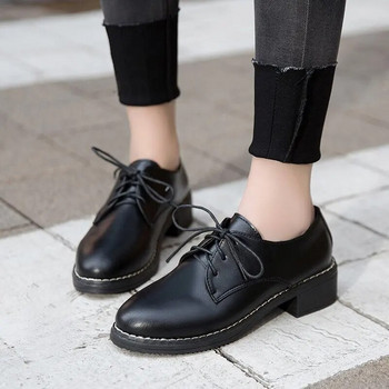 Дамски равни обувки в нов британски стил Оксфордски обувки Дамски ежедневни равни обувки с връзки Дамски дамски обувки Creepers