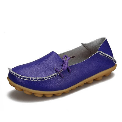 Νέα γυναικεία διαμερίσματα Moccasins 2022 Autumn Woman Loafers Γνήσιο δέρμα Γυναικεία παπούτσια Slip On Ballet Bowtie Γυναικεία παπούτσια μεγάλου μεγέθους