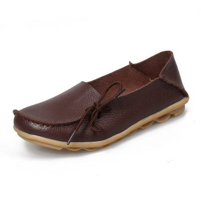 Νέα γυναικεία διαμερίσματα Moccasins 2022 Autumn Woman Loafers Γνήσιο δέρμα Γυναικεία παπούτσια Slip On Ballet Bowtie Γυναικεία παπούτσια μεγάλου μεγέθους