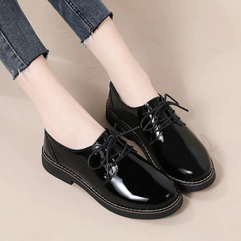 Μασίφ μαύρα παπούτσια Oxford Woman Work Δερμάτινα Wedge Flats Γυναικεία Casual Lace Up Ανοιξιάτικα παπούτσια Γυναικεία κουζίνα Αντιολισθητικά Loafers