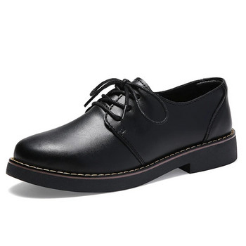 Едноцветни черни обувки Оксфорд Дамски работни кожени обувки на танкетка Дамски ежедневни пролетни обувки с връзки Дамски кухненски Неплъзгащи се мокасини