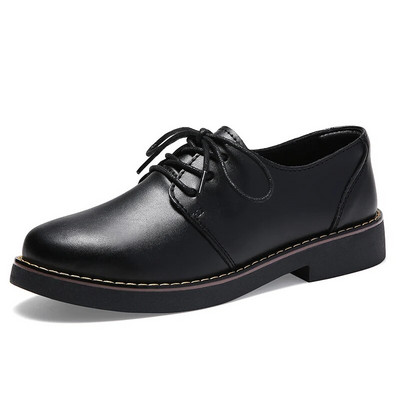 Μασίφ μαύρα παπούτσια Oxford Woman Work Δερμάτινα Wedge Flats Γυναικεία Casual Lace Up Ανοιξιάτικα παπούτσια Γυναικεία κουζίνα Αντιολισθητικά Loafers