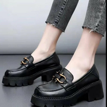 Μαύρα ρετρό παπούτσια Γυναικεία φθινοπωρινή μόδα Άνετη μεταλλική διακόσμηση Χοντρό κάτω μέρος Oxford Loafers Casual Boat Shoes Lolita Shoes