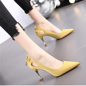 2022 г. Дамски ежедневни висококачествени обувки с остър връх, жълти обувки на високи токчета за офис дамски парти черни обувки на ток Zapatos Dama