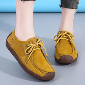 Δερμάτινα σουέτ Γυναικεία παπούτσια Casual Lace Up Flats Sneakers Γυναικεία μοκασίνια Designer Loafers Γυναικεία παπούτσια Γυναικεία Chaussures Μεγάλο μέγεθος