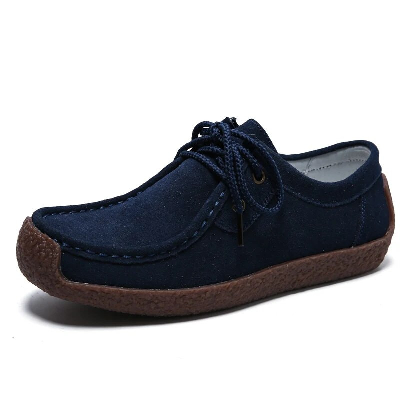 Zamšādas ādas Sieviešu apavi Ikdienas apavi Šņorējami Plakanie Kurpes Sieviešu Mokasīni Dizaineri Loafers Sieviešu apavi Sieviešu Chaussures Liela izmēra