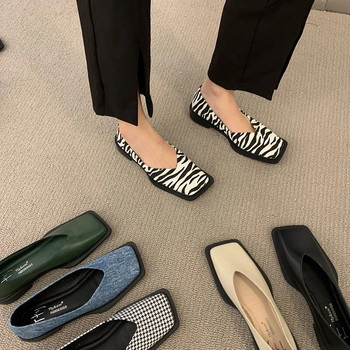 Пролет 2023 г. Нови модни ежедневни обувки Обикновени обувки Mary Jane Обувки с квадратни пръсти Външни дамски плоски едноцветни обувки с нисък ток и мека подметка