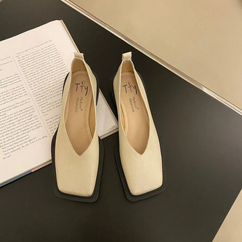 Пролет 2023 г. Нови модни ежедневни обувки Обикновени обувки Mary Jane Обувки с квадратни пръсти Външни дамски плоски едноцветни обувки с нисък ток и мека подметка