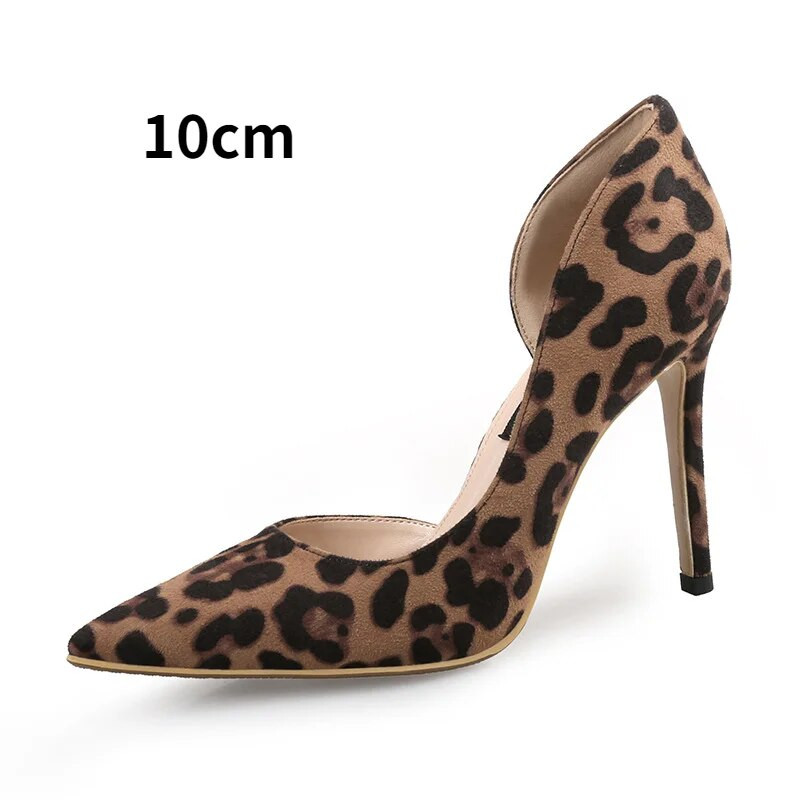 Rudens Sexy Leopard Print Sieviešu apavi Augsti papēži 6–10 CM Eleganti biroja augstpapēžu kurpes Sieviešu sandales, smailas, greznas vienvietīgas kurpes
