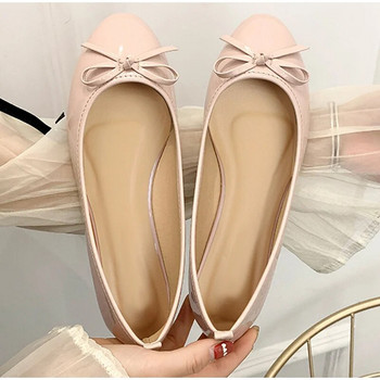 Γυναικεία casual δερμάτινα λουστρίνια κορεατικά γυναικεία παπούτσια με παπιγιόν ρηχά κομψά γυναικεία μοκασίνια καλοκαιρινά φθινοπωρινά φλατ παπούτσια 2023