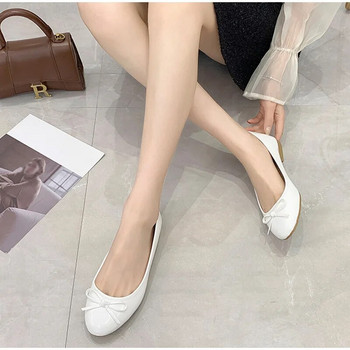 Γυναικεία casual δερμάτινα λουστρίνια κορεατικά γυναικεία παπούτσια με παπιγιόν ρηχά κομψά γυναικεία μοκασίνια καλοκαιρινά φθινοπωρινά φλατ παπούτσια 2023