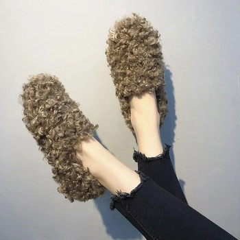 Нови дамски ролки Плюшени обувки Есен Зима Външни плоски обувки Модни дамски неплъзгащи се ежедневни обувки 35-40