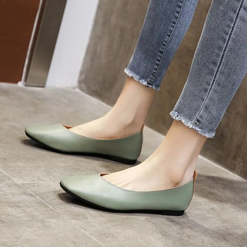 Φθινοπωρινά Γυναικεία Μονά Παπούτσια Slip on Μαλακή Σόλα Casual Παπούτσια Office Γυναικεία Δερμάτινα Παπούτσια Loafers Fashion Square Toe Shallow Flats