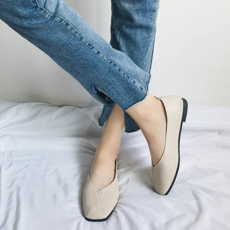 Moteriški baleto plokščiapadžiai batai PU odiniai slydimo moteriški, negilūs mokasinai, laisvalaikio batai, moteriški vasariniai batai, moteriški 2024 m.