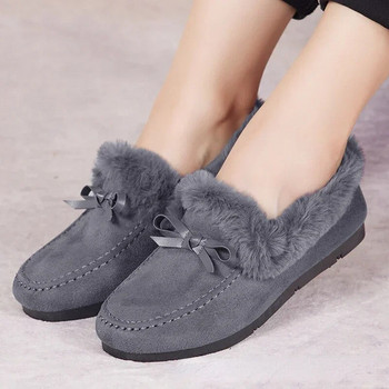 Γυναικεία χειμερινά casual παπούτσια Νέα μοκασίνια Μαλακά επίπεδα αντιολισθητικά Loafers Fashion Comfort Ζεστό βελούδινο φιόγκο σε γυναικεία βαμβακερά παπούτσια