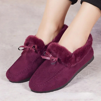 Γυναικεία χειμερινά casual παπούτσια Νέα μοκασίνια Μαλακά επίπεδα αντιολισθητικά Loafers Fashion Comfort Ζεστό βελούδινο φιόγκο σε γυναικεία βαμβακερά παπούτσια