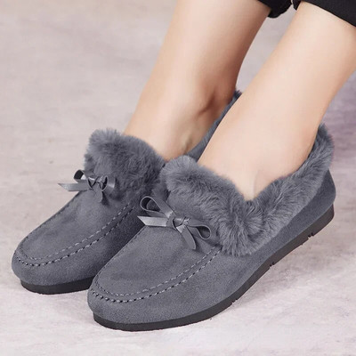 Pantofi ocazional de iarnă pentru femei Mocasini noi Mocasini moale, plat, anti-alunecare, modă, confort, cald, fundă de pluș, pantofi din bumbac pentru femei.