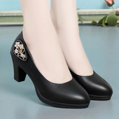 Cresfimix Zapatos De Mujer Γυναικεία Χαριτωμένα Γλυκά Μαύρα Pu Δερμάτινα Στρογγυλά Δάχτυλα Γραφείου Τετράγωνο Τακούνι Παπούτσια Γυναικεία Μόδα Άνετα Παπούτσια A300ab