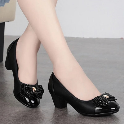 Cresfimix Zapatos De Mujer Γυναικεία Χαριτωμένα Γλυκά Μαύρα Pu Δερμάτινα Στρογγυλά Δάχτυλα Γραφείου Τετράγωνο Τακούνι Παπούτσια Γυναικεία Μόδα Άνετα Παπούτσια A300ab