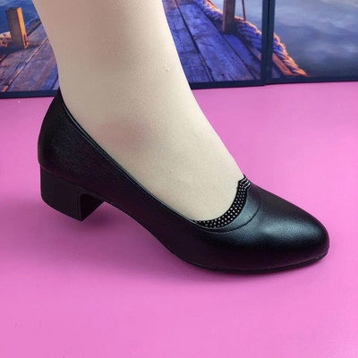 Cresfimix Zapatos De Mujer Γυναικεία Χαριτωμένα Γλυκά Μαύρα Pu Δερμάτινα Στρογγυλά Δάχτυλα Γραφείου Τετράγωνο Τακούνι Παπούτσια Γυναικεία Μόδα Άνετα Παπούτσια A300ab