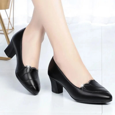 Cresfimix Zapatos De Mujer Γυναικεία Χαριτωμένα Γλυκά Μαύρα Pu Δερμάτινα Στρογγυλά Δάχτυλα Γραφείου Τετράγωνο Τακούνι Παπούτσια Γυναικεία Μόδα Άνετα Παπούτσια A300ab
