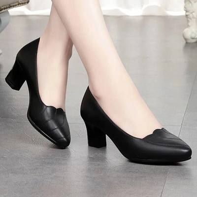 Cresfimix Zapatos De Mujer Γυναικεία Χαριτωμένα Γλυκά Μαύρα Pu Δερμάτινα Στρογγυλά Δάχτυλα Γραφείου Τετράγωνο Τακούνι Παπούτσια Γυναικεία Μόδα Άνετα Παπούτσια A300ab