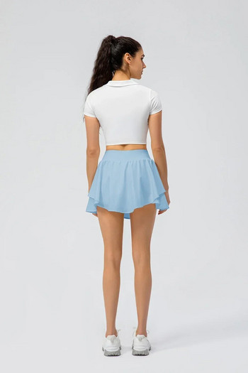 Lulu Γυναικεία Yoga Tennis Κοντή φούστα Ψηλό ύψος για τρέξιμο πλισέ αθλητικές φούστες Sport Fitness Ψηλόμεσο φούστα με επένδυση τσέπη