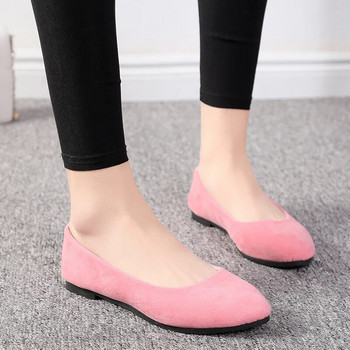 Дамски равни обувки Обикновени класически бонбонени цветове Дамски обувки равни нови есенни, летни ежедневни равни обувки от флок, равни обувки за момичета, офис обувки