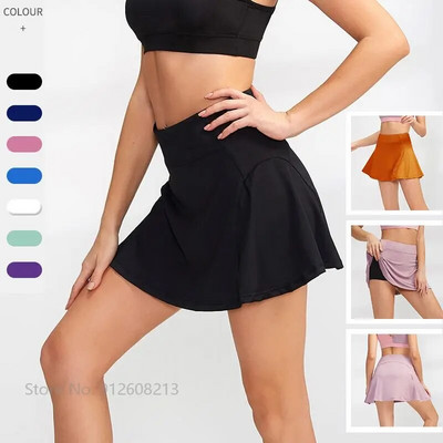 Tennis Skirt for Women High Waist Sports Skort Pants Quick Dry Yoga Skirt Female Solid Color Golf Shorts Slim Fit Running Bottom