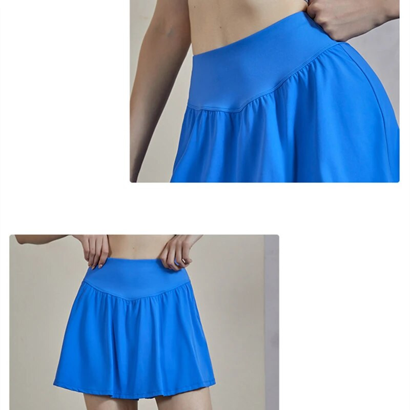 Sieviešu golfa tenisa svārki ar augstu vidukli Sporta kroku svārki Mode Fitnesa šorti Badmintons Skriešana Īsi Atlētisks Treniņš Skorts