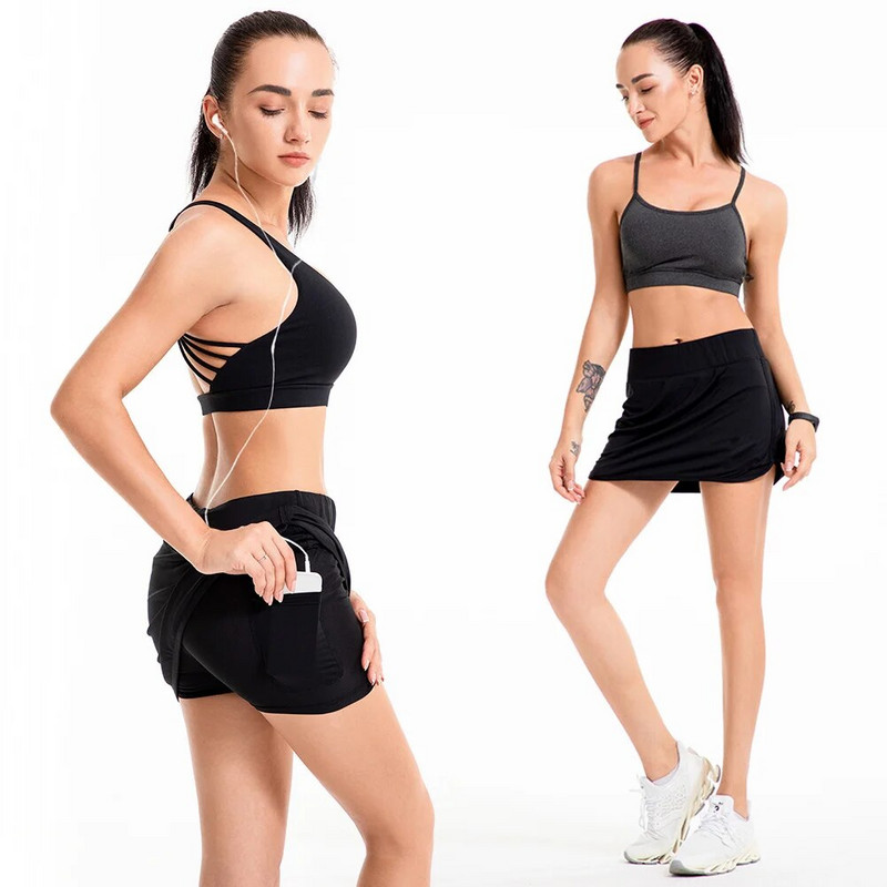 Sieviešu Athletic Skort vieglie sporta svārki ar kabatām tenisa skriešanai