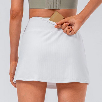 Ασφαλείς φούστες τένις Γυμναστήριο Golf Running Ribbing Παντελόνι SEXY Γυναικείο αθλητικό σορτς γυμναστικής Τσέπη ψηλόμεσο φούστα μόδας