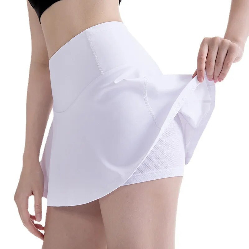 Jauni Jogas īsi svārki ar augstu vidukli Sieviešu sporta tenisa svārki Iekšējie šorti Zeķubikses Skriešanas Golfa Kleita Ātri Dry Fitnesa Treniņš Skort