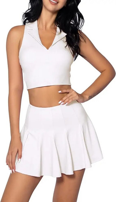 Naiste hingavad golfirõivad, tennisespordikomplektid, lühikesed 2-ühes seelikukomplektid treeningriided Solid Fitness Yoga T-särk